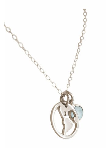 Gemshine Halskette mit Anhänger Welt Globus Weltkugel - Chalcedon Outdoor Schmuck in silver coloured