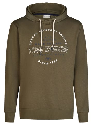 Tom Tailor Pullover Printed Hoodie in Oliv