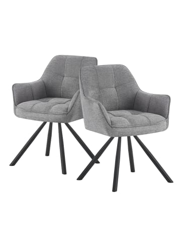 DUBI Möbel 2er-Set: Drehstuhl THOMAS-LENI in Grau - (B)61 x (H)81 x  (T)62 cm
