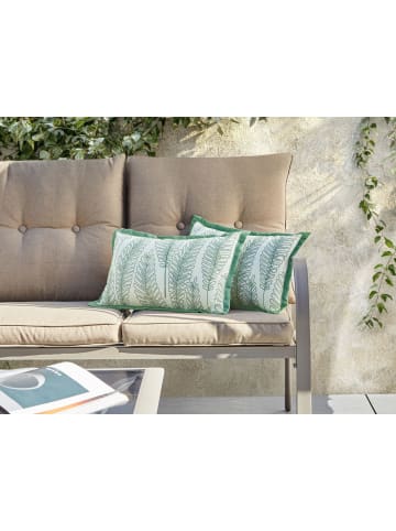 Beliani 2er-Set Gartenkissen MEADOW in Grün/Weiß