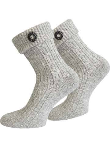 normani Trachtensocken mit Knopf in Silbermelange