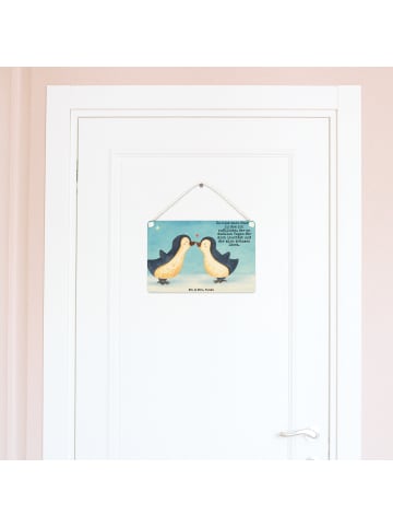 Mr. & Mrs. Panda Schild Pinguin Liebe Design mit Spruch in Weiß
