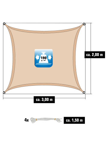 AMANKA Sonnensegel Desert Dunes 200 x 300 cm in beige