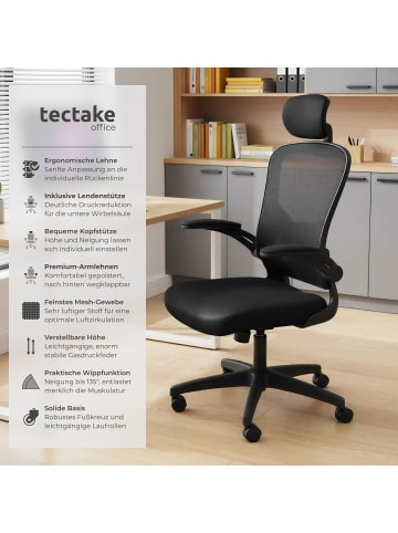 tectake Ergonomischer Bürostuhl mit Kopfstütze und Lordosenstütze