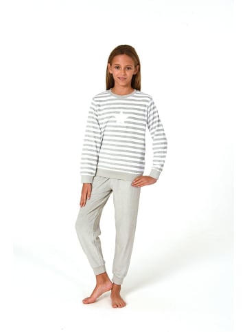 NORMANN Frottee Schlafanzug Bündchen Pyjama Sterne - 82580 in grau