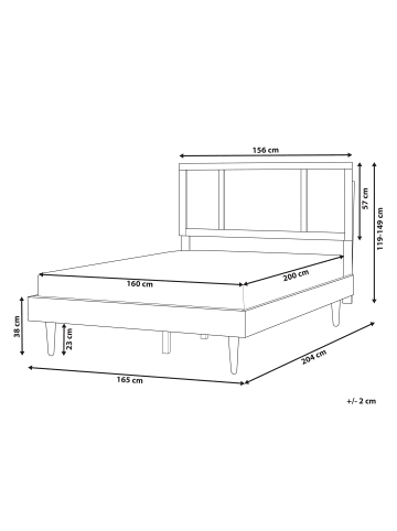 Beliani Doppelbett AURAY in Braun - (W) 165 x (H) 119 x (L) 204 cm