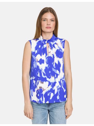 TAIFUN Bluse ohne Arm in Blue Lagoon gemustert