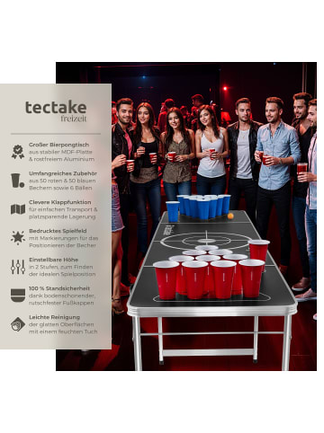 tectake Bierpongtisch, inklusive 100 Bechern und 6 Bällen