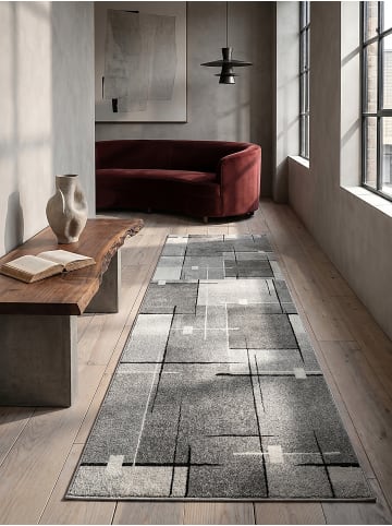 KADIMA DESIGN Teppich Niederflor Patchwork pflegeleicht Wohnzimmer Flur Esszimmer in Grau