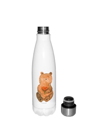 Mr. & Mrs. Panda Thermos Bär Dankbar ohne Spruch in Weiß