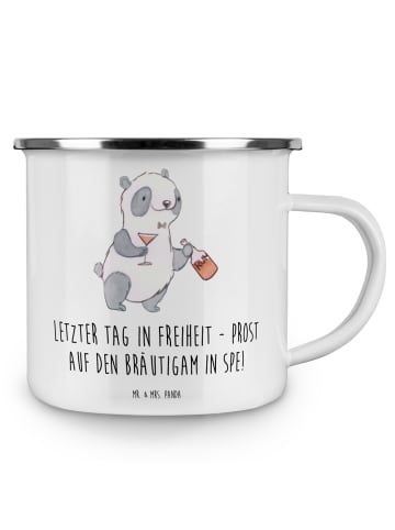 Mr. & Mrs. Panda Trinkbecher Junggesellenabschied Feier mit Spruch in Weiß