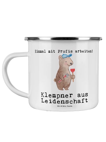 Mr. & Mrs. Panda Teetasse Klempner Leidenschaft mit Spruch in Weiß