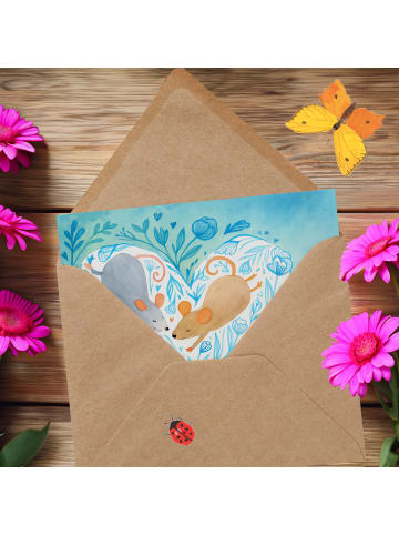 Mr. & Mrs. Panda Einladungskarte Mäuse Herz Design mit Spruch in Weiß