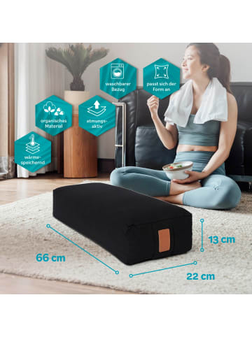 Lumaland #DoYourYoga Yoga-Bolster Paravati - gefüllt mit Dinkelspelz - 67x22x13cm - Schw