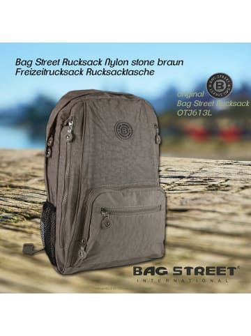 Bag Street Freizeitrucksack, Sportrucksack Nylon stone, braun ca. 25cm breit ca. 43cm hoch