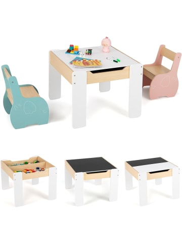COSTWAY Kindertisch mit 2 Stühlen in Bunt