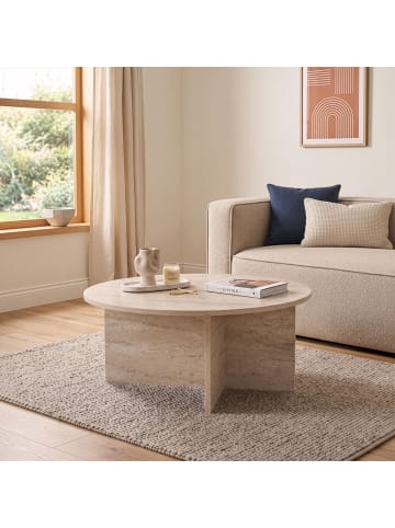 CALICOSY Couchtisch SOLEIL in Travertin - (W)90 x (H)40 x (L)90 cm