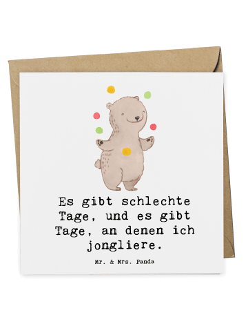Mr. & Mrs. Panda Glückwunschkarte Bär Jonglieren mit Spruch in Weiß