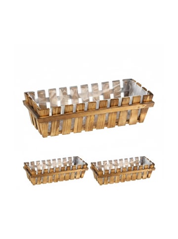 relaxdays 3x Blumenkasten in Natur - (B)45 x (H)12 x (T)19,5 cm