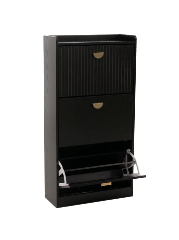 MCW Schuhschrank O39 mit 3 Klappen, Holzoptik schwarz