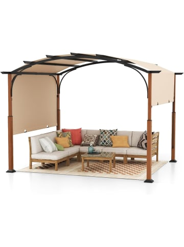 COSTWAY Pergola mit ausziehbarem Dach 3,6x3m in Beige