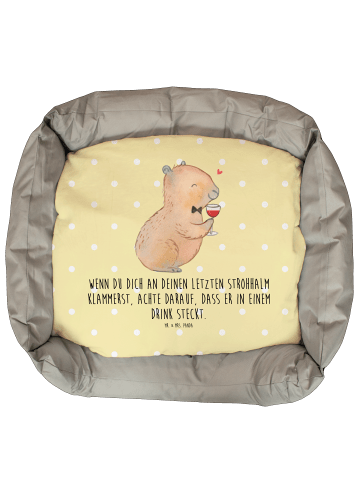 Mr. & Mrs. Panda Katzenbett Capybara Wein mit Spruch in Gelb Pastell