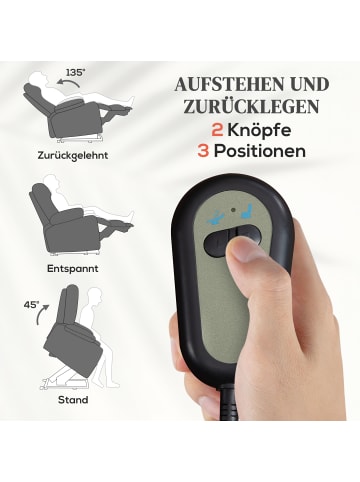 HOMCOM Fernsehsessel mit Aufstehhilfe-93L x 91B x 110H cm-Dunkelgrau