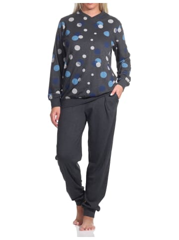 NORMANN Schlafanzug Bündchen Tupfen Punkte - 75730 in blau