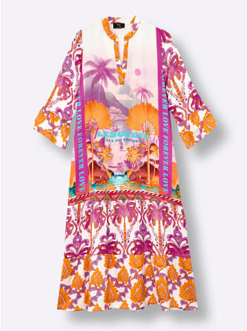 sheego Kleid in ecru-violett-bedruckt