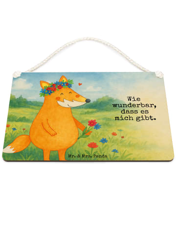 Mr. & Mrs. Panda Schild Fuchs Blumen Design mit Spruch in Weiß