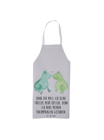 Mr. & Mrs. Panda Schürze Frosch Liebe mit Spruch in Grau Pastell