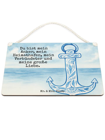 Mr. & Mrs. Panda Schild Anker Blau Design mit Spruch in Weiß