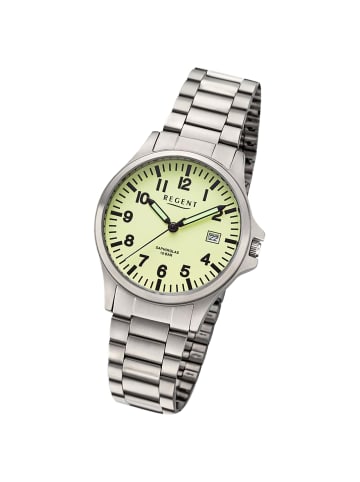 Regent Armbanduhr Regent Metallarmband silber extra groß (ca. 36mm)