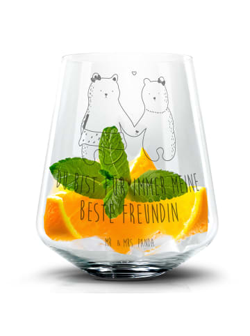 Mr. & Mrs. Panda Cocktail Glas Bär Freundin mit Spruch in Transparent