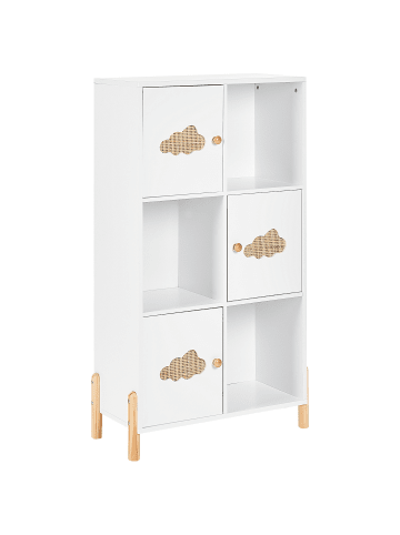 Beliani Regal CLOUDY in Weiß/Braun - (W) 60 x (H) 111 x (L) 30 cm