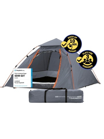 Where Tomorrow Pop Up Kuppel-Wurfzelt für 3 Personen 245x195x120cm grau grau