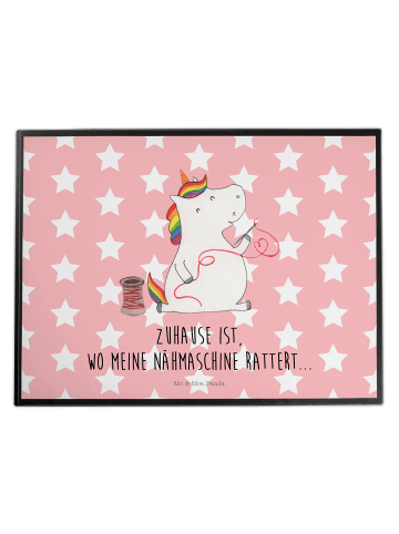 Mr. & Mrs. Panda Schreibunterlage Einhorn Näherin mit Spruch in Rot Pastell
