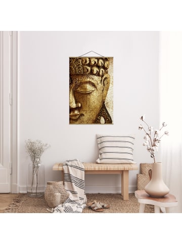 WALLART Stoffbild mit Posterleisten - Vintage Buddha in Gold