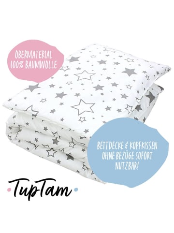 TupTam Kinder Bettdecken Set Gemustert in grau/melange