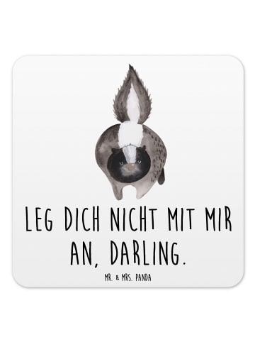 Mr. & Mrs. Panda Glasuntersetzer Stinktier Angriff mit Spruch in Weiß