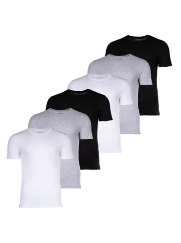 Lacoste T-Shirt 6er Pack in Weiß/Grau/Schwarz