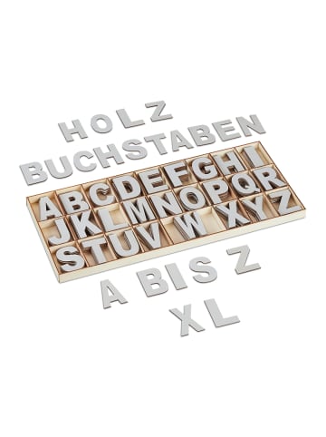 relaxdays 208-tlg. Holzbuchstaben Set in Grau