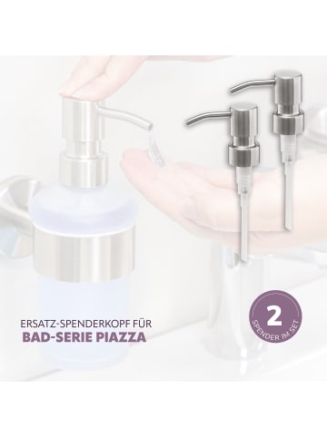 bremermann Ersatz Seifenspenderpumpkopf 2er Set PIAZZA ca. 6,7 x 16,5 x 3,1 cm (B/H/T)