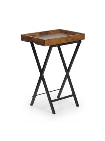 relaxdays Beistelltisch "Industrial" in Braun/ Schwarz – (B)48 x (H)70 x (T)36 cm