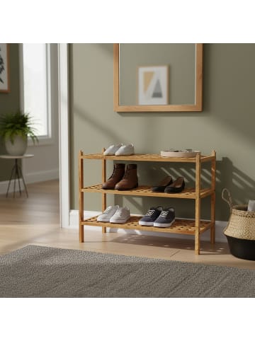 relaxdays Schuhregal in Natur - (B)69 x (H)46 x (T)26 cm
