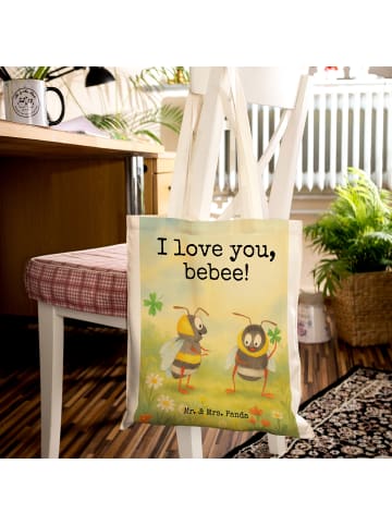Mr. & Mrs. Panda Tragetasche Bienen Paar Design mit Spruch in Weiß