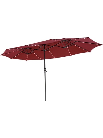 COSTWAY Doppelsonnenschirm mit LED 450 x 260 cm in Rot