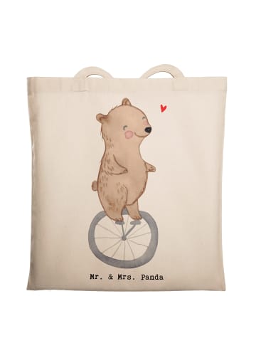 Mr. & Mrs. Panda Tote Bag Bär Einrad fahren ohne Spruch in Creme
