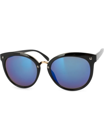 styleBREAKER Cateye Sonnenbrille in Schwarz / Blau verspiegelt