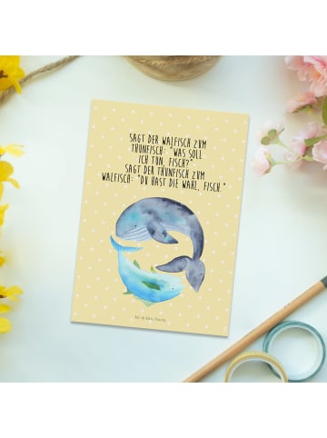 Mr. & Mrs. Panda Wanddeko Walfisch Thunfisch mit Spruch in Gelb Pastell